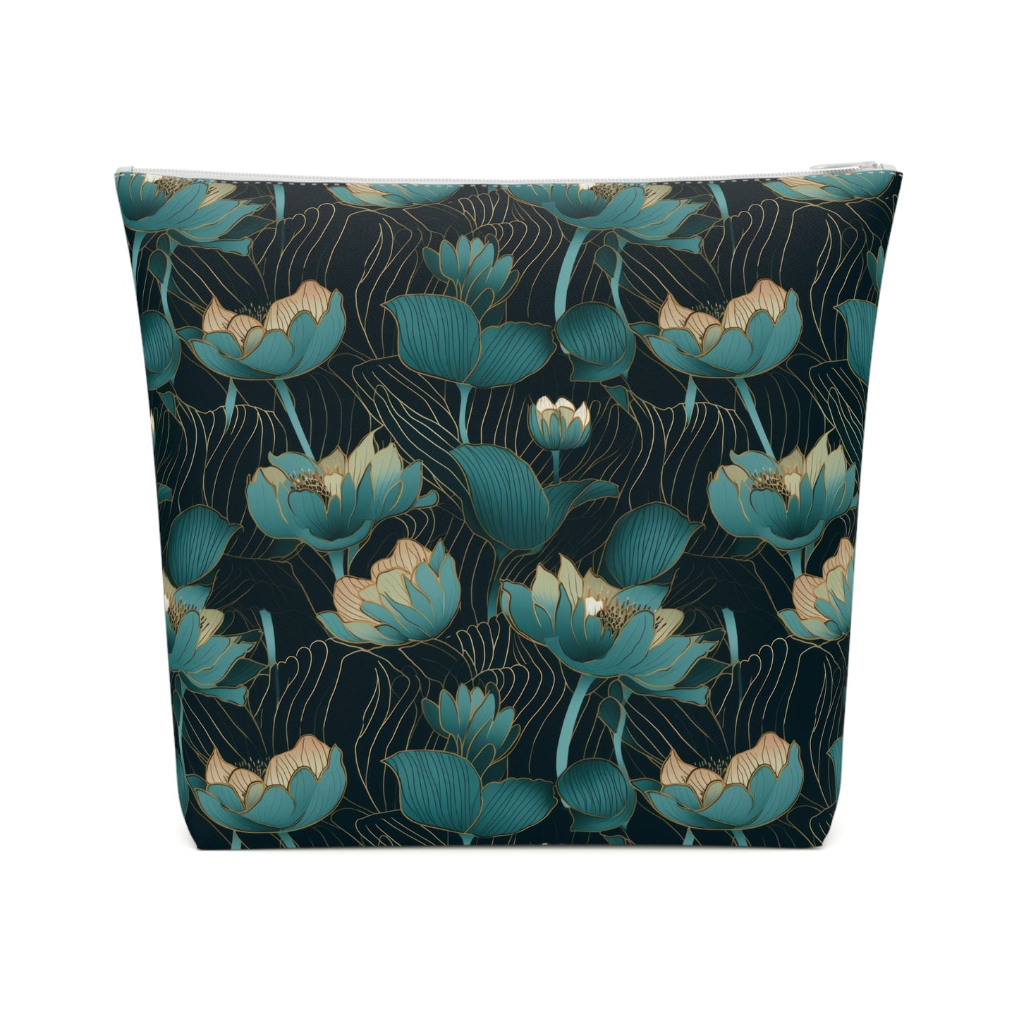 Black Lotus Cotton Cosmetic Bag