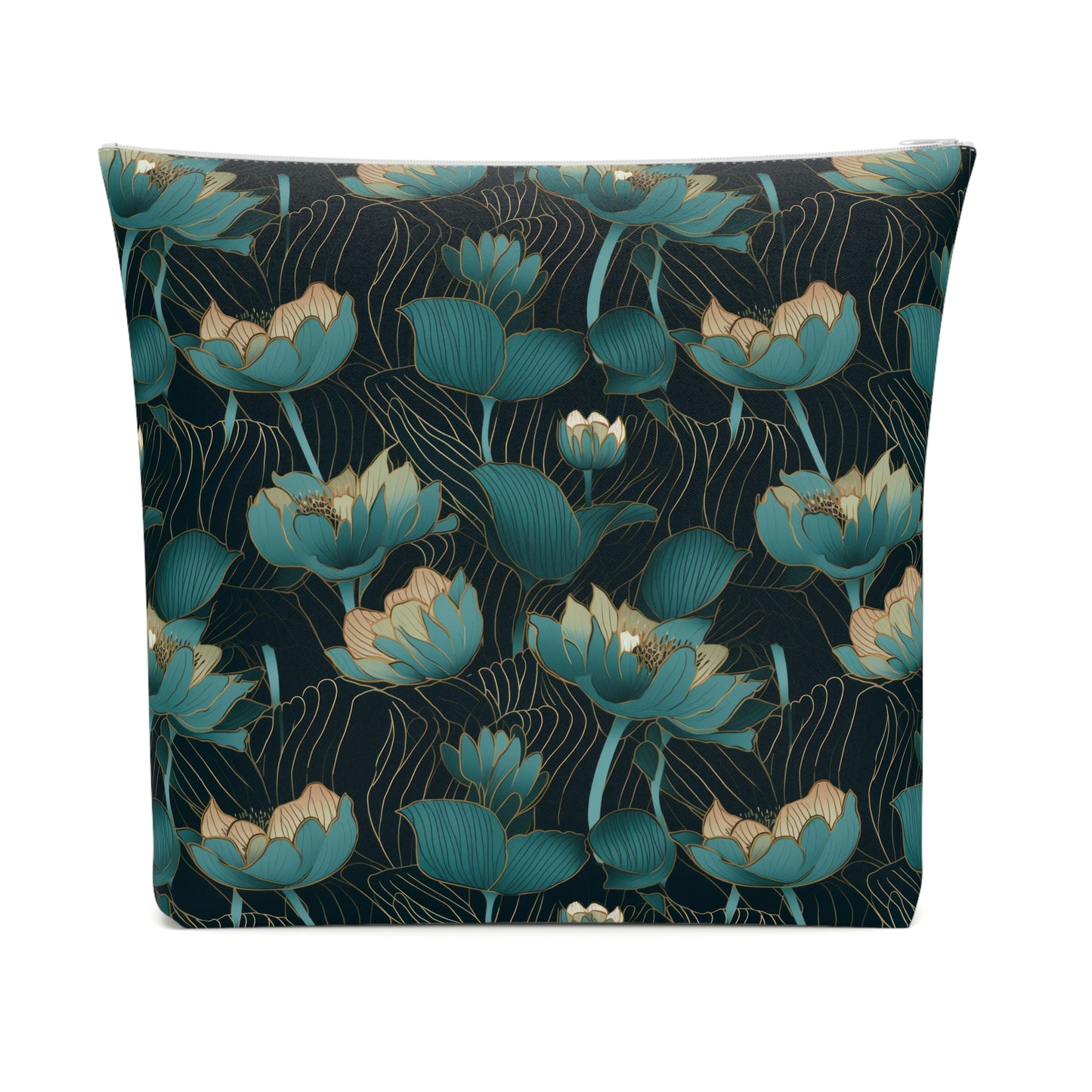 Black Lotus Cotton Cosmetic Bag