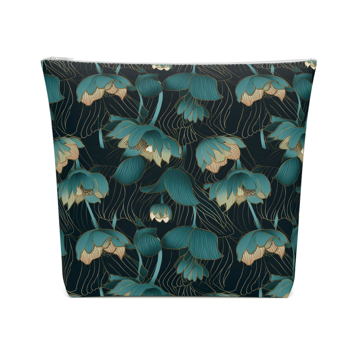 Black Lotus Cotton Cosmetic Bag