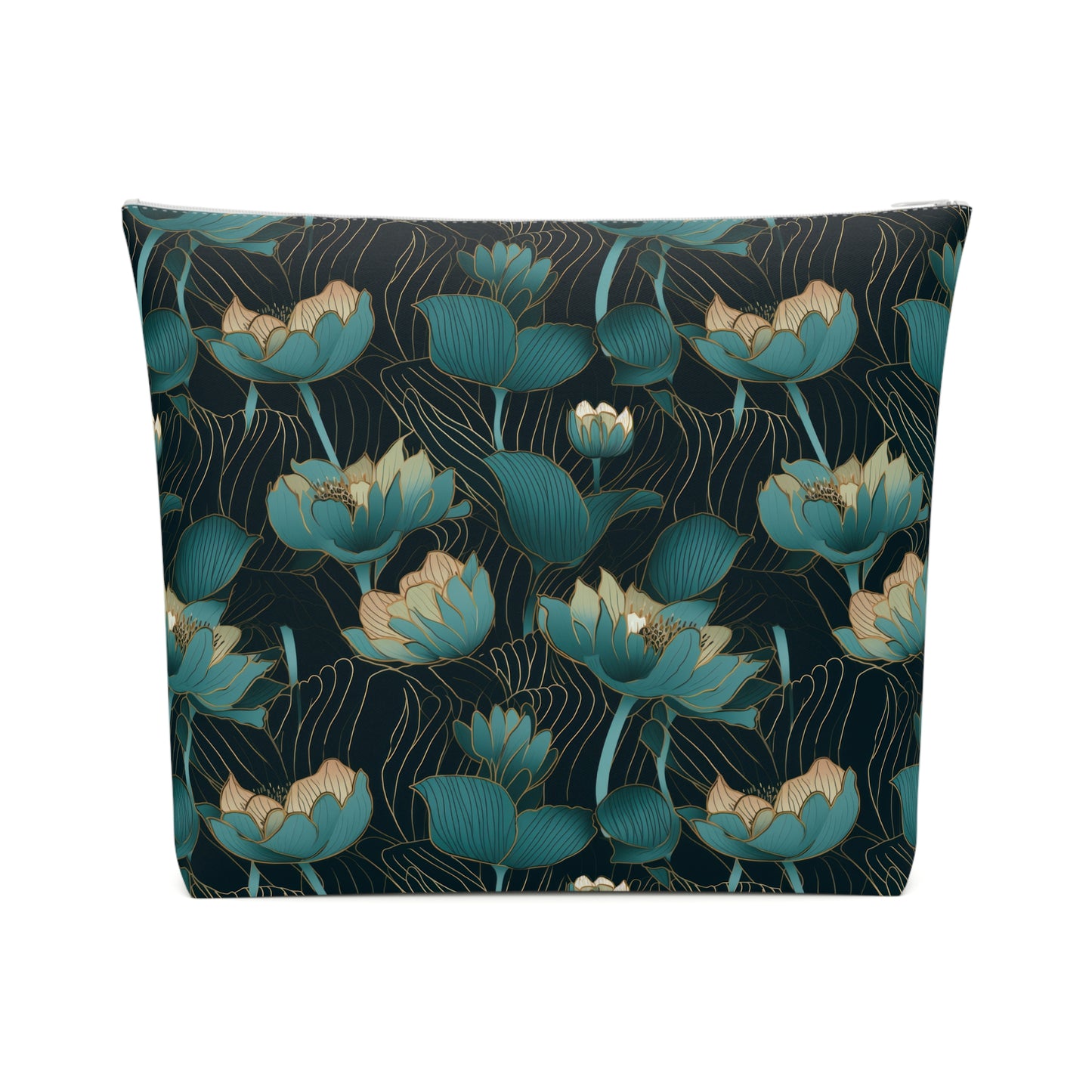 Black Lotus Cotton Cosmetic Bag